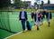 Teacher and students with Sphero BOLT Power Pack walking outside together.
